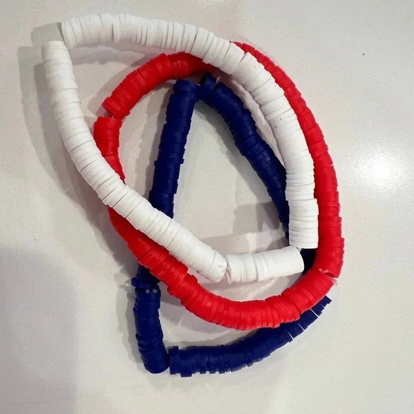 Red White and Blue Beaded Bracelets New With Tags - Picture 1 of 3